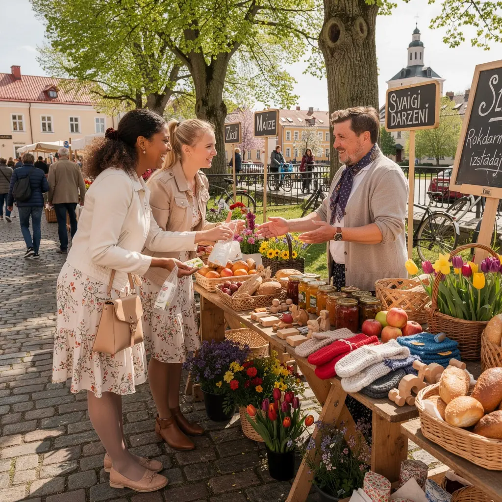 A travel map highlighting popular car rental routes in Latvia, designed for seasonal road trips and weather considerations.